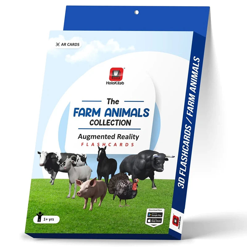 Augmented Reality Farm Animals Flashcards Kit: 17 Laminated Cards with Real Illustrations