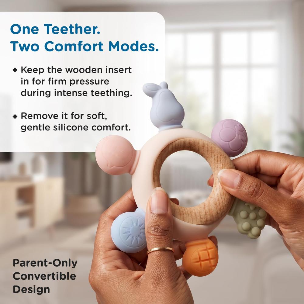 Mee Mee Fruity Bite Silicone Baby Teether | Multi-Textured Silicone Teether | Freezer & Sterilizer Safe