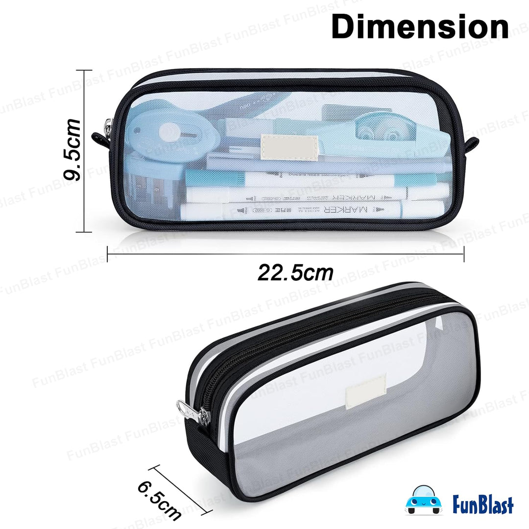 FunBlast Transparent Pencil Case | Large Capacity Clear Pouch with Zipper Closure | Portable Makeup & Stationery Bag