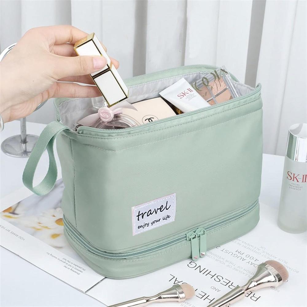 FunBlast Makeup Bag | Large Capacity Portable Cosmetic Organizer & Travel Toiletry Bag with Handle | Sea Green