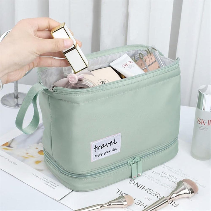 FunBlast Makeup Bag | Large Capacity Portable Cosmetic Organizer & Travel Toiletry Bag with Handle | Sea Green
