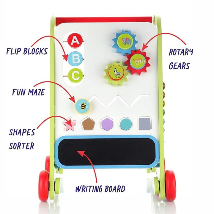 Chanak Wooden Activity Baby Walker for Kids | 6 Activity Games,  Non-Toxic & Safe