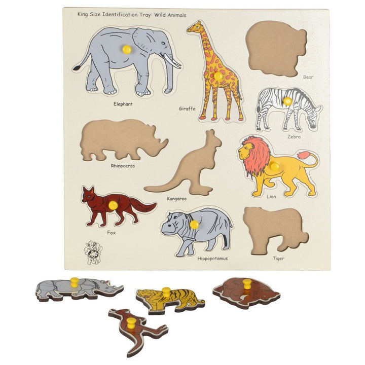 Kingsize Identification Tray Wild Animals with Knobs, Multi Color