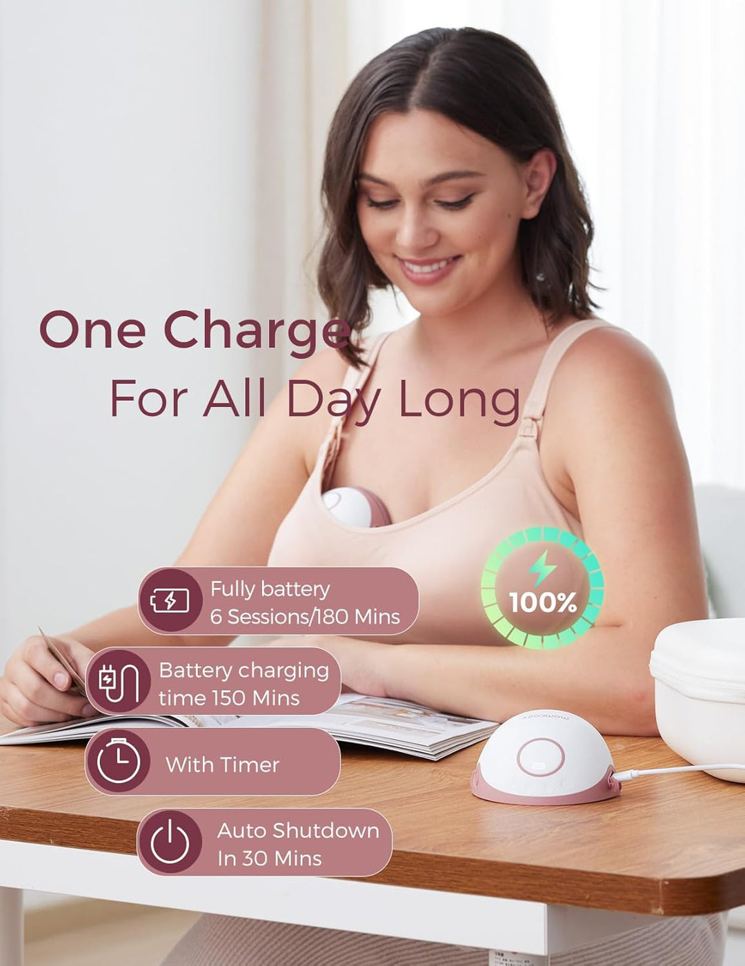 Momcozy M6 Mobile Style Hands-Free Slim Breast Pump | Discreet with 3 Modes & 9 Levels, 24mm