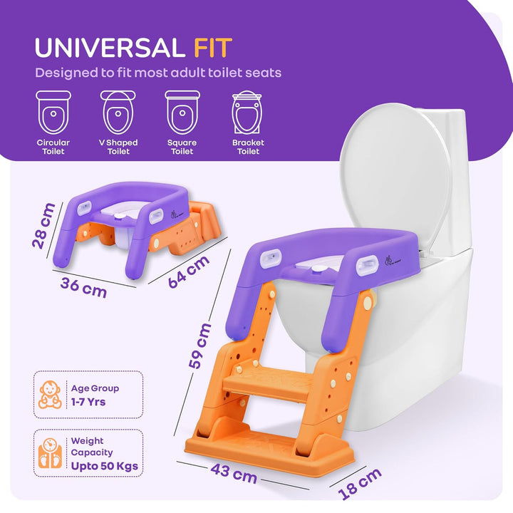 R for Rabbit Hilltop Booster 2-In-1 Baby Potty Seat & Step Stool - Purple Orange
