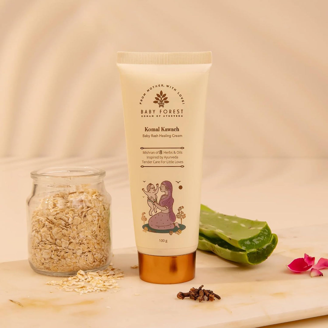 Baby Forest Komal Kawach - Baby Rash Healing Cream | 8 Herbs and Oils | 100 g