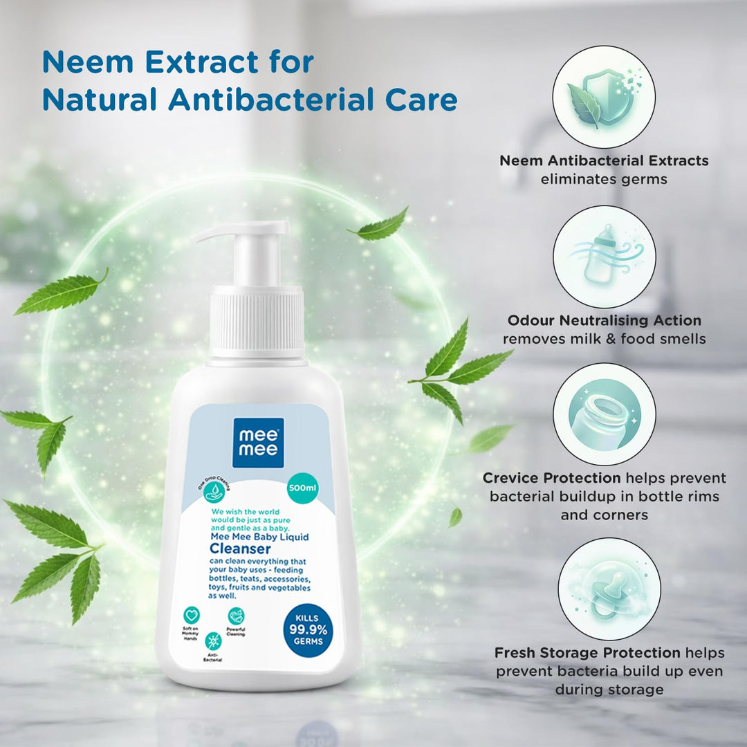 Mee Mee Baby Liquid Cleanser - 500ml | Anti-Bacterial Kills 99.9% Germs