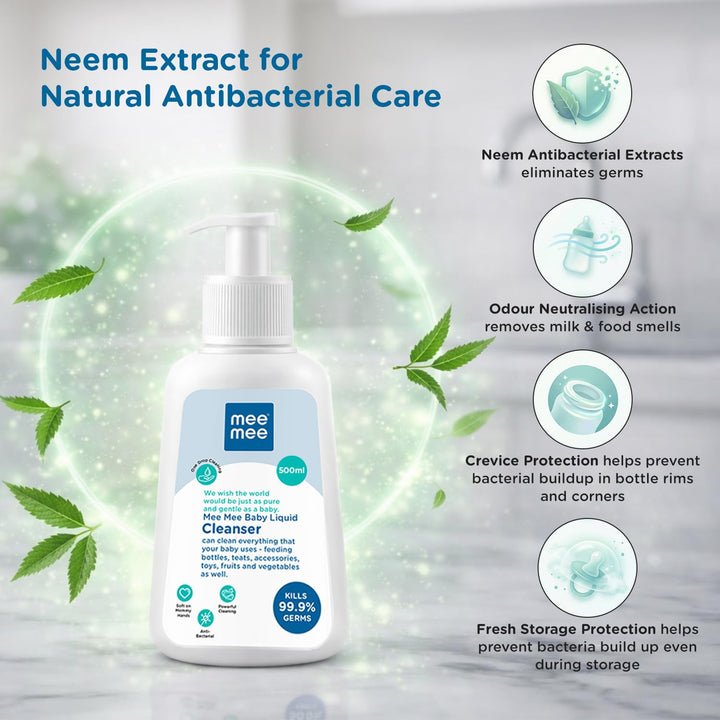 Mee Mee Baby Liquid Cleanser - 500ml | Anti-Bacterial Kills 99.9% Germs
