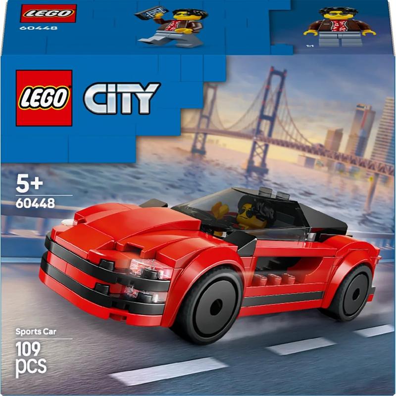 LEGO City Red Sports Car Supercar Toy Vehicle Building Blocks Set 109  Pieces 60448 (5-9 Years)