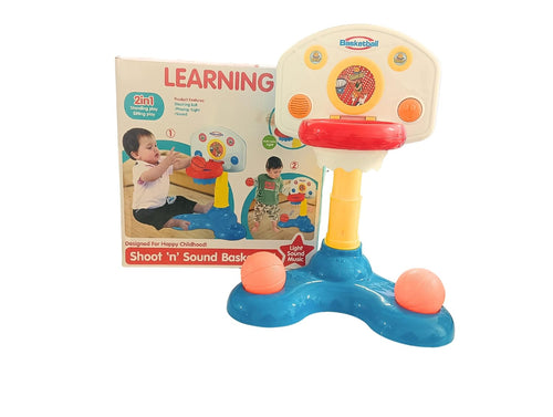 Learning Fun 2 in 1 Shoot 'n' Sound Basketball Hoop Set with Lights & Sound for Kids