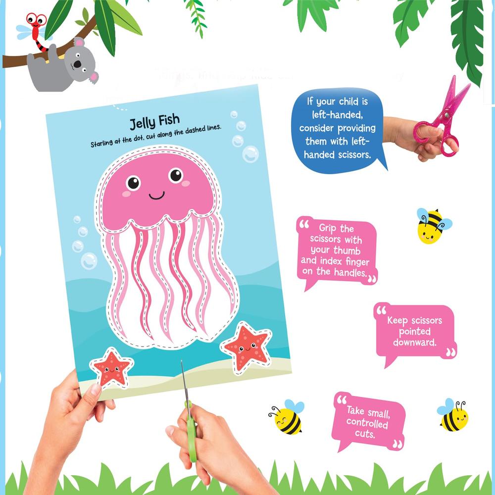 Dreamland Publications Animal Freinds Scissors Skills Activity Book with Child Safe Scissors, Games & Mask (4-7 Years)