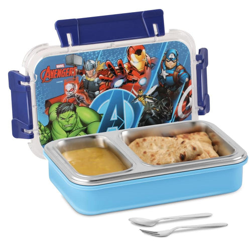 Jaypee Marvel Series Spiderman Insulated Lunch Box with 2 Additional Lock - 525ml | Toon Box 2 - Sky Blue