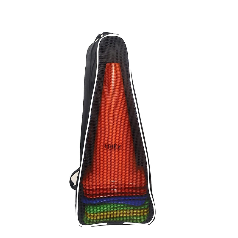 Fitfix Large Marker Cones with Carry Bag (Pack of 12 Cones) Height - 12 Inches | Space Marker Agility Cones for Sports Training