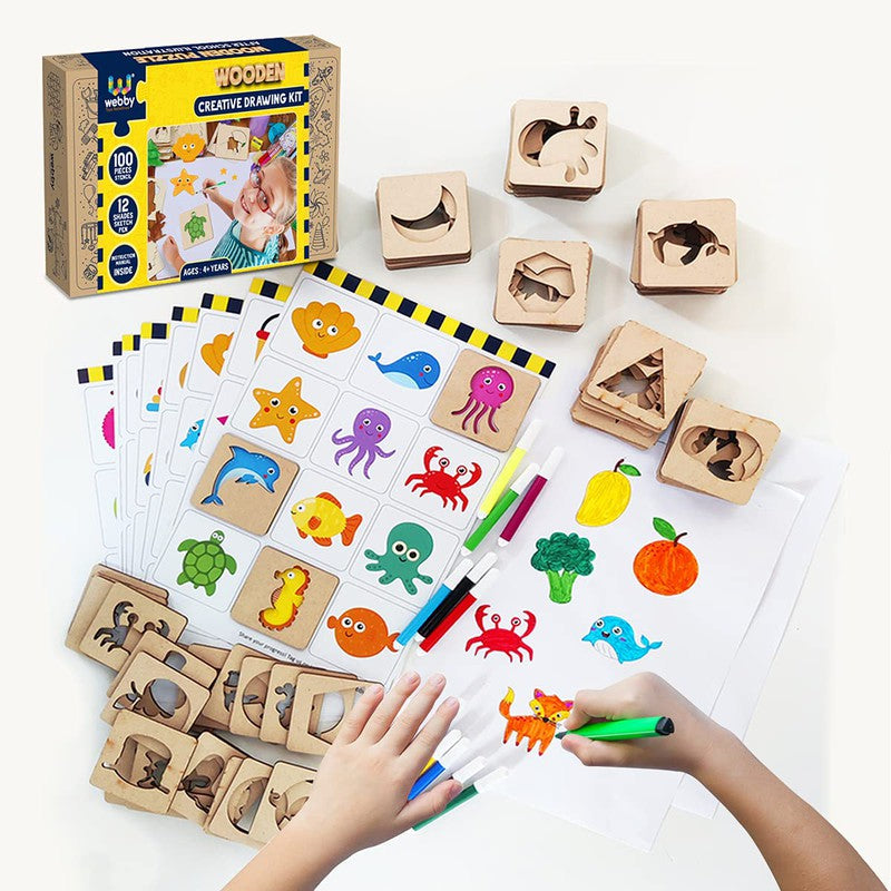 Creative Drawing Wooden Kit Toys - 100 Pcs