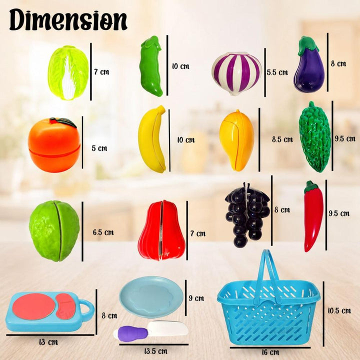 FunBlast Fruits & Vegetables Play Set for Kids | Sliceable Pretend Play Food Toys (11 Pieces)