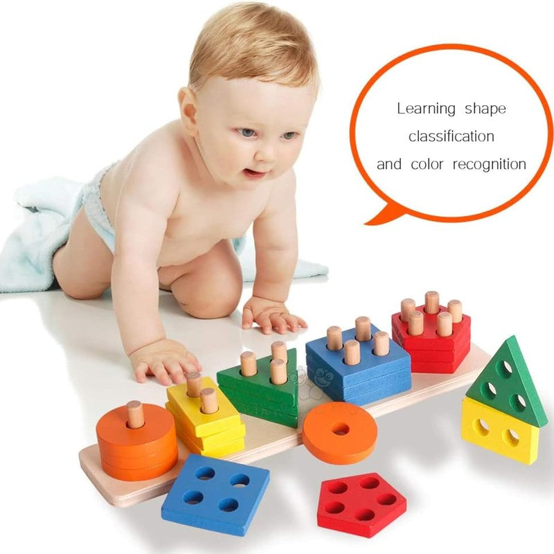 5 Column Geometric Shape Sorter Stacking Puzzle | 26 Pieces