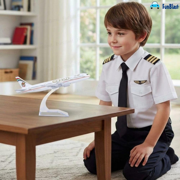 FunBlast B777 Etihad Diecast Aeroplane Model | Miniature Aircraft Display Collectible