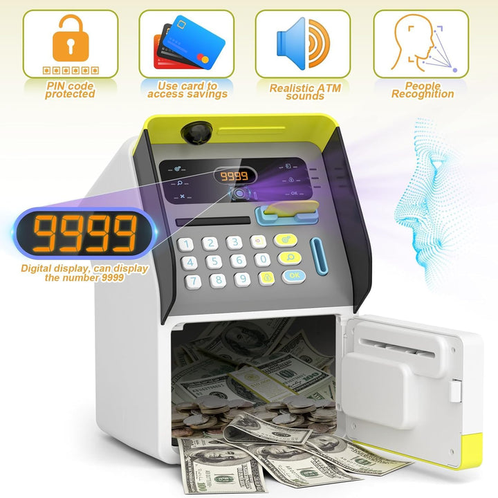 Lumo Brilliant Toys Face Recognition ATM Piggy Bank for Kids with Debit Card | Talking ATM Machine