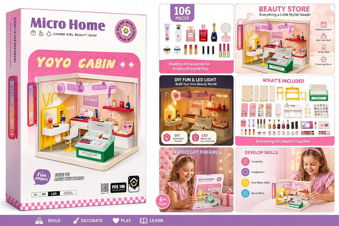 Dream World Micro Home Yoyo Cabin Beauty Shop - DIY Dollhouse | 106 Pieces