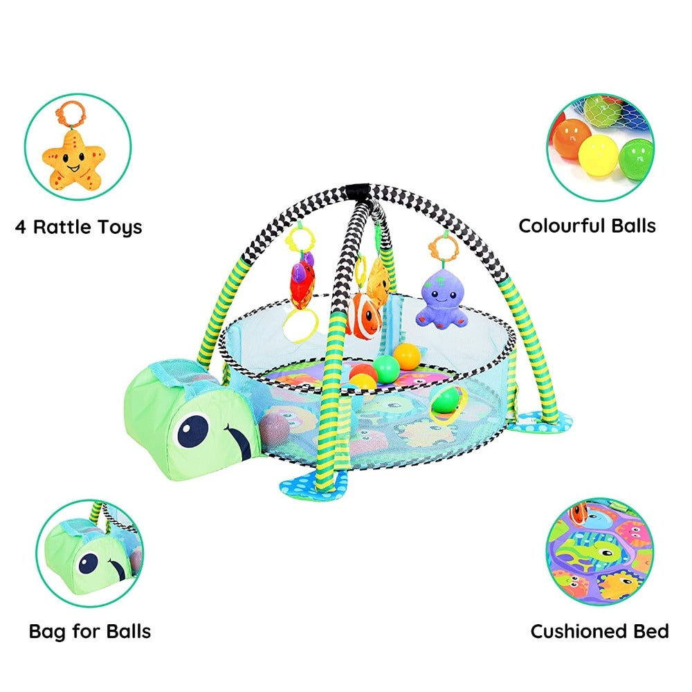 Baby Activity Gym 2 in 1 with Hanging Rattles and 30 Balls