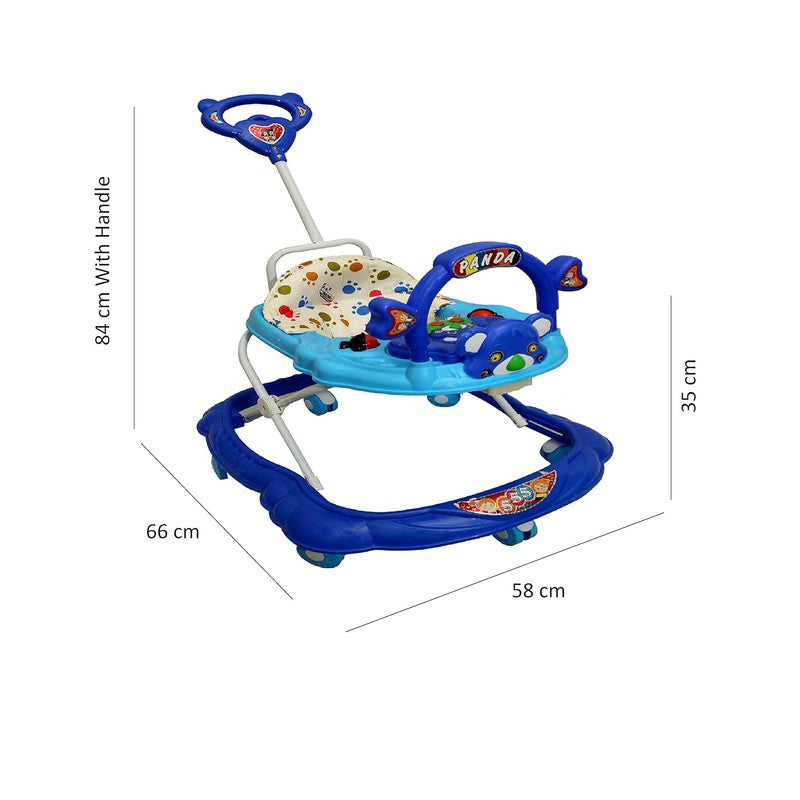 Teddy Baby Adjustable Walker - Music & Rattles with Parental Handle (555-BLUE)