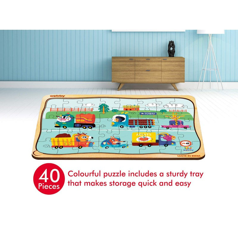 The Kiddy Highway Wooden Jigsaw Puzzle, 40pcs