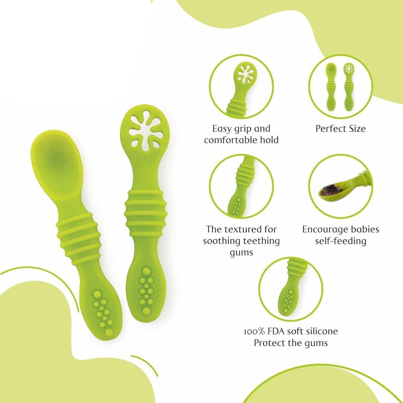 Silicone Spoon for Feeding Infant and Toddlers | Pack of 2 | Smushy