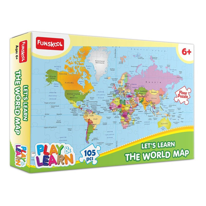 Original Funskool Play & Learn World Map 105 Pcs Puzzle