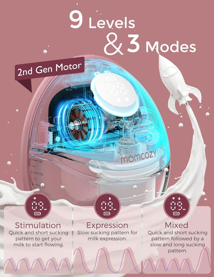 Momcozy M6 Mobile Style Hands-Free Slim Breast Pump | Discreet with 3 Modes & 9 Levels, 24mm