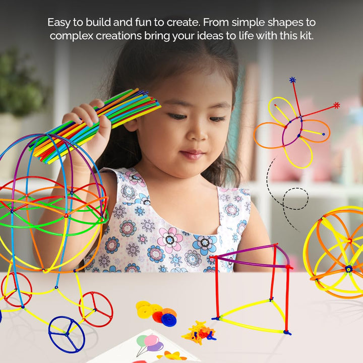 Ratna's Straw Construction Kit Senior | 100 Straws and 144 Connectors to Connect