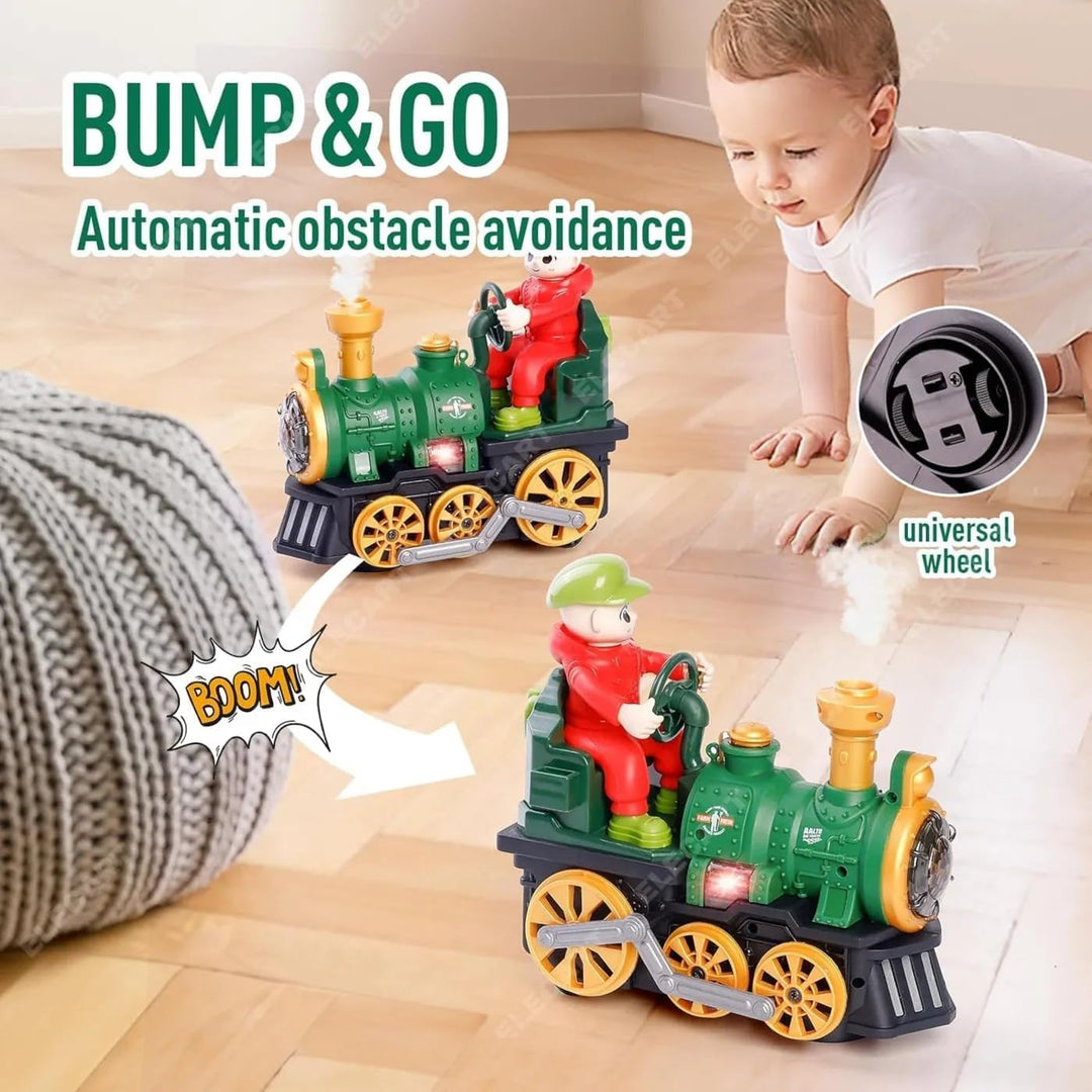 Groove Buddy Engine Spray Train Toy with Driver | LED Lights, Music & Mist Spray Train for Kids