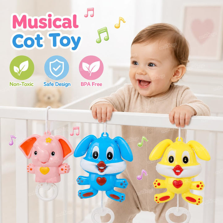 Toyboi Music Bell Animal Baby Toy | Pull String Hanging Toy