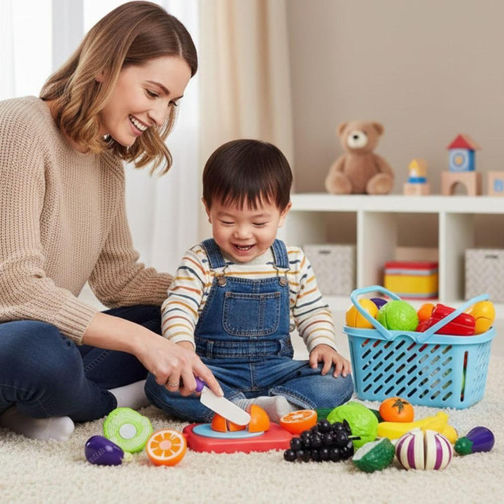 FunBlast Fruits & Vegetables Play Set for Kids | Sliceable Pretend Play Food Toys (11 Pieces)