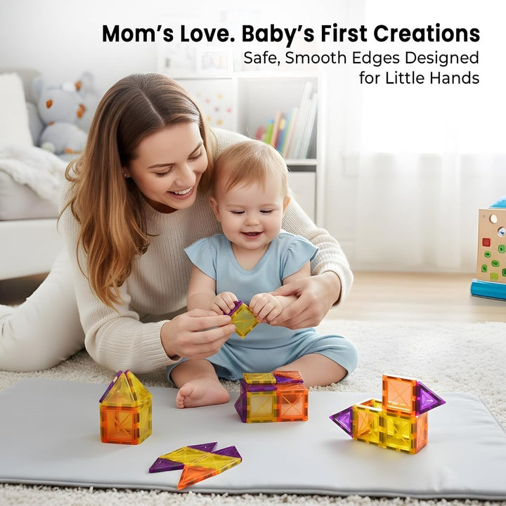 Magnetic Tiles Building Blocks for Kids | 16-Piece STEM Construction & Creative Learning