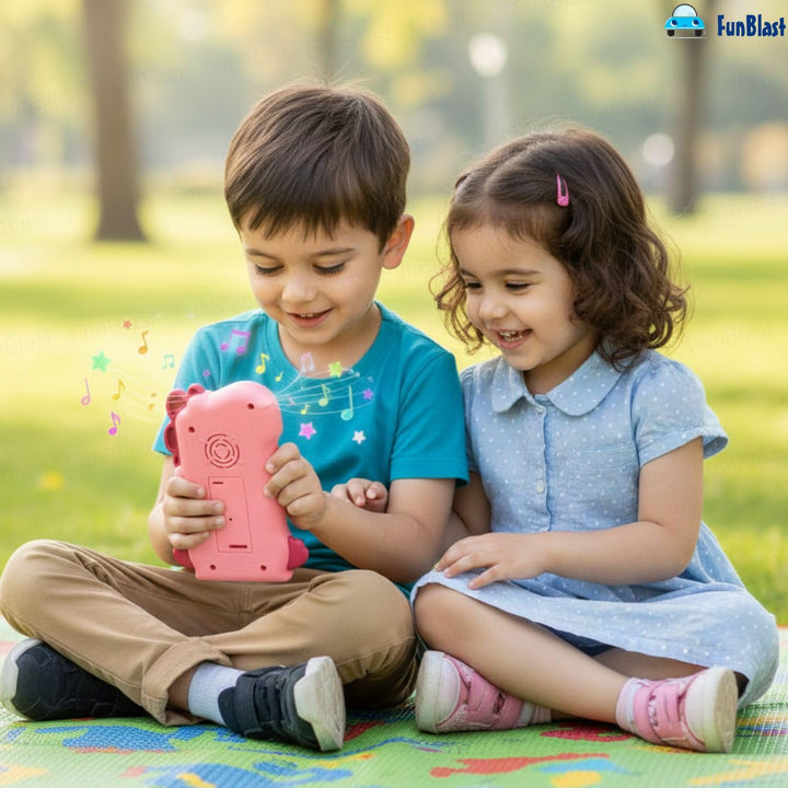 FunBlast Dinosaur Musical Mobile Phone Toy for Kids – Peach | Light & Sound Educational Toy for Kids | 1 Unit