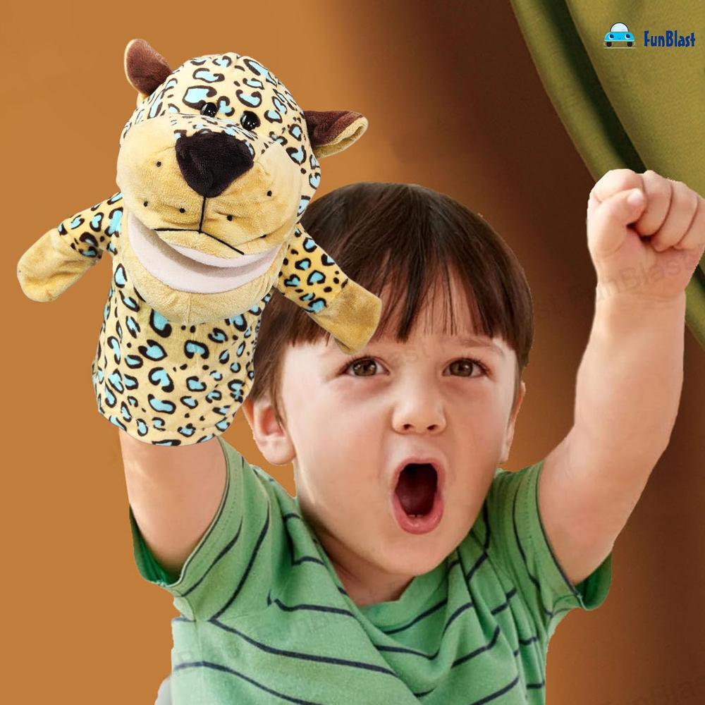 FunBlast Leopard Hand Puppet for Kids | Animal Puppet with Movable Mouth for Storytelling & Role Play