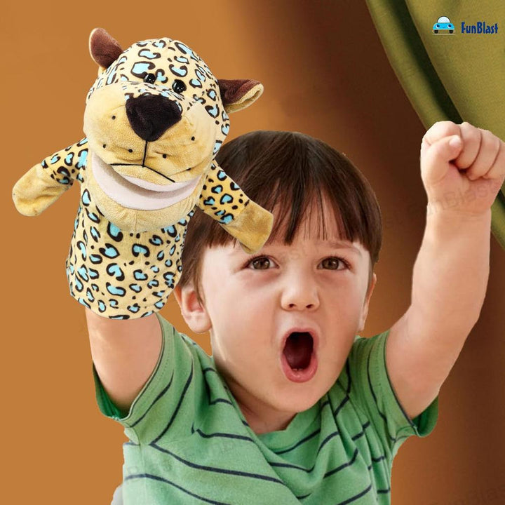 FunBlast Leopard Hand Puppet for Kids | Animal Puppet with Movable Mouth for Storytelling & Role Play