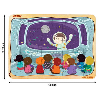 Kids in Spaceship Wooden Jigsaw Puzzle, 40pcs