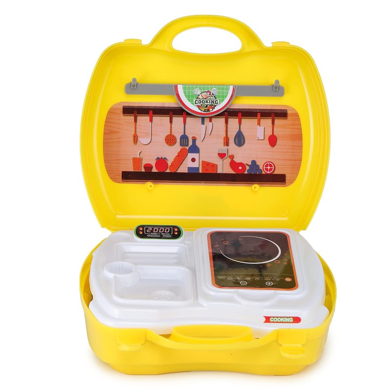 Kitchen Play Set with Foldable Suitcase, Game Toy Kit, Compact Kitchen Accessories Pretend Play