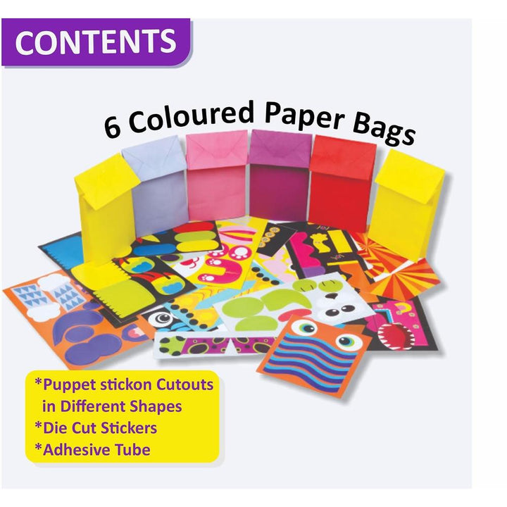 Happy Kidz My Paper Bag Puppets DIY Craft Kit | Make 6 Animal Puppets | Creative Art & Craft Activity for Kids