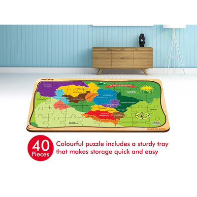 Uttarakhand Map Wooden Jigsaw Puzzle, 40pcs