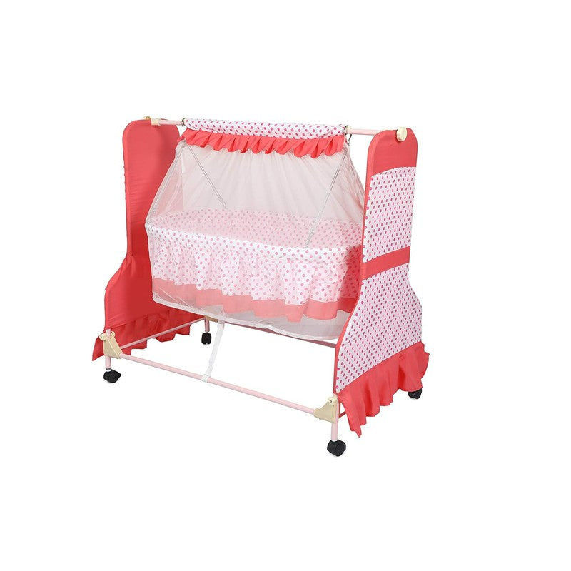 Cocoon Baby Cradle Deluxe | Palna | Jhula - Sturdy Metal Frame, Mosquito Protection Net and Lockable Wheels