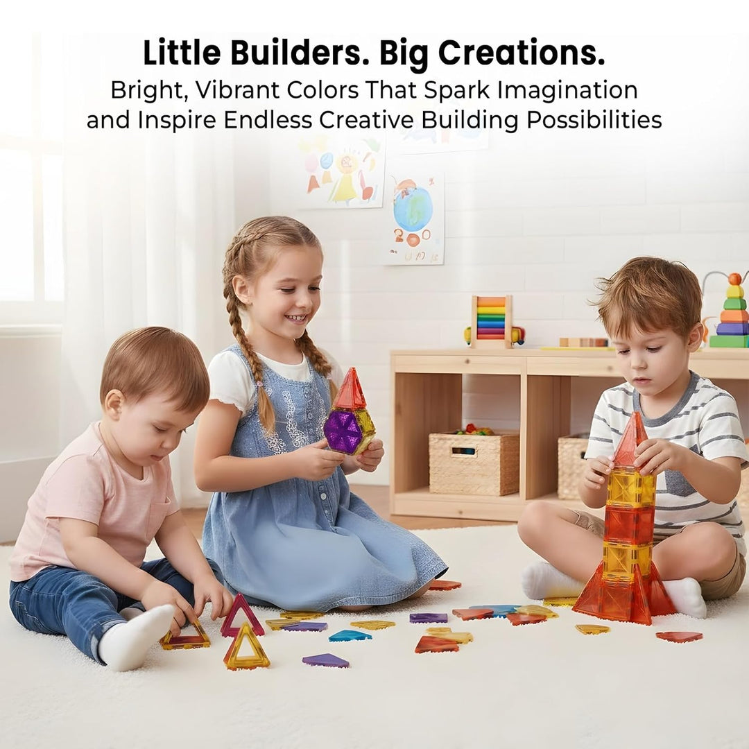 Magnetic Tiles Building Blocks for Kids | 16-Piece STEM Construction & Creative Learning