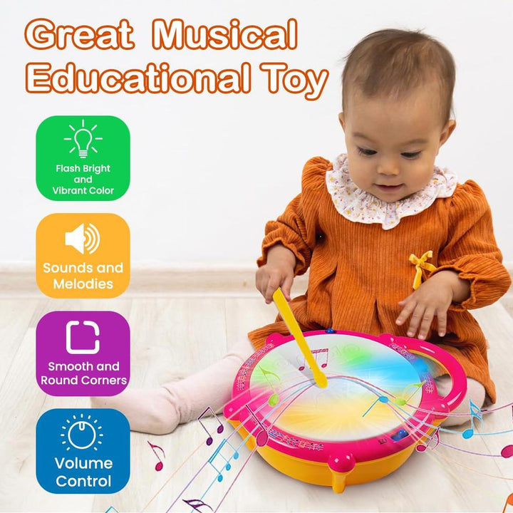KV Toys Flash Drum Toy | Lights & Sounds Interactive Musical Drum