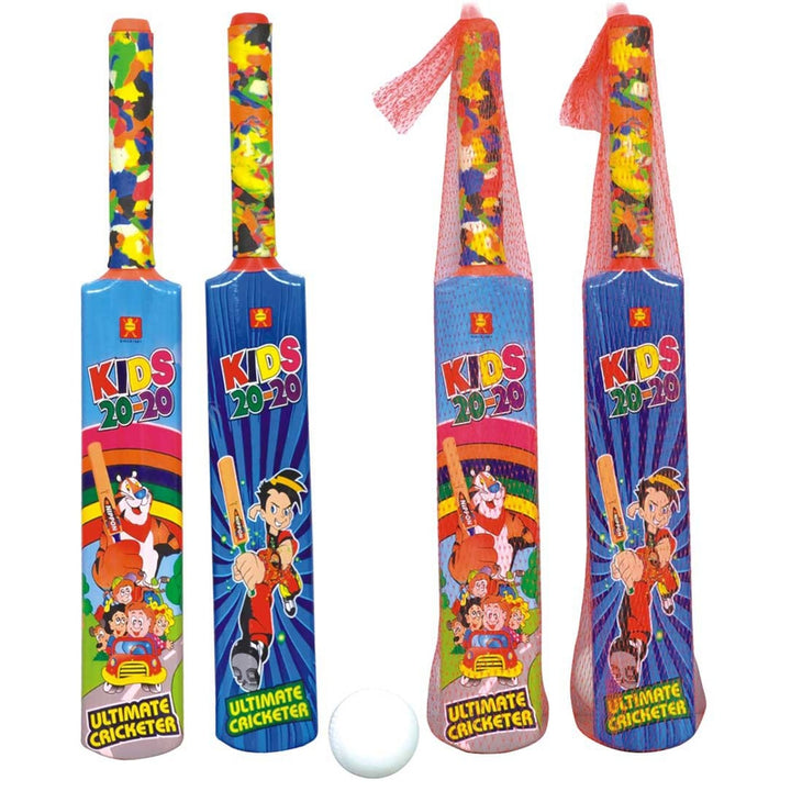 Nippon Cricket Bat and Ball Plastic Set - Kids 20 Junior | (4-7 Years) - Assorted Colours