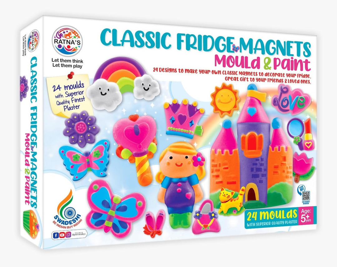 Ratna's Classic Fridge Magnets Mould & Paint Senior I 24 Moulds I DIY Art & Craft Kit