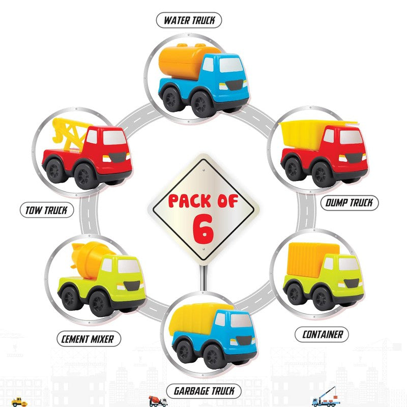 Original Funskool Mini Vehicles Construction Series Toys (Pack of 6)