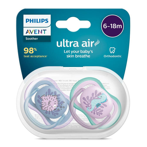 Philips Avent Ultra Air Pack of 2 Soother | Orthodontic & BPA Free (SCF085/61)