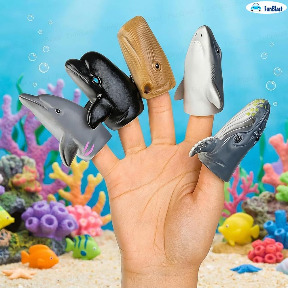 FunBlast Ocean Animals Finger Puppets | Storytelling Toys for Kids & Toddlers | Pack of 5