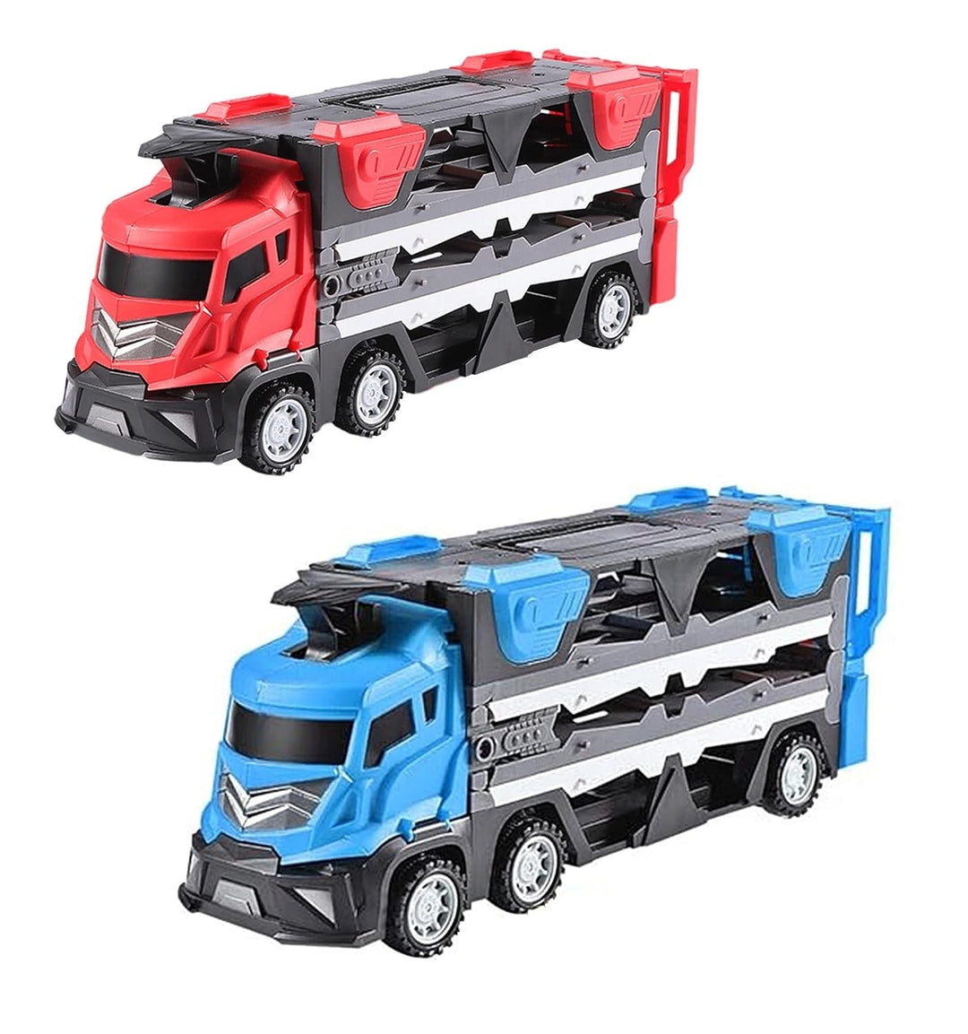 MUREN Cars Catapult Storage Deform Transport Truck Toy with Dual Racing Track